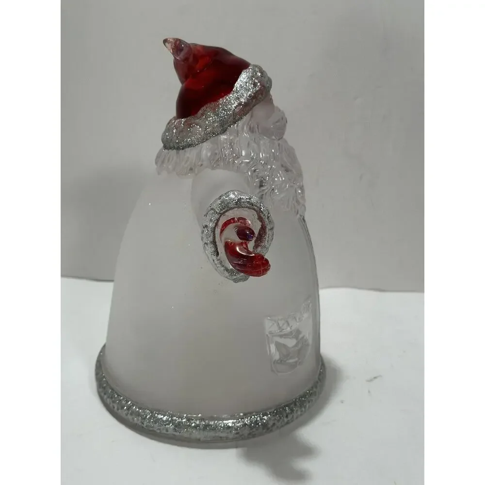 Unique Father Christmas Container Heavy Frosted Plastic Glass Like Red Hands 10”